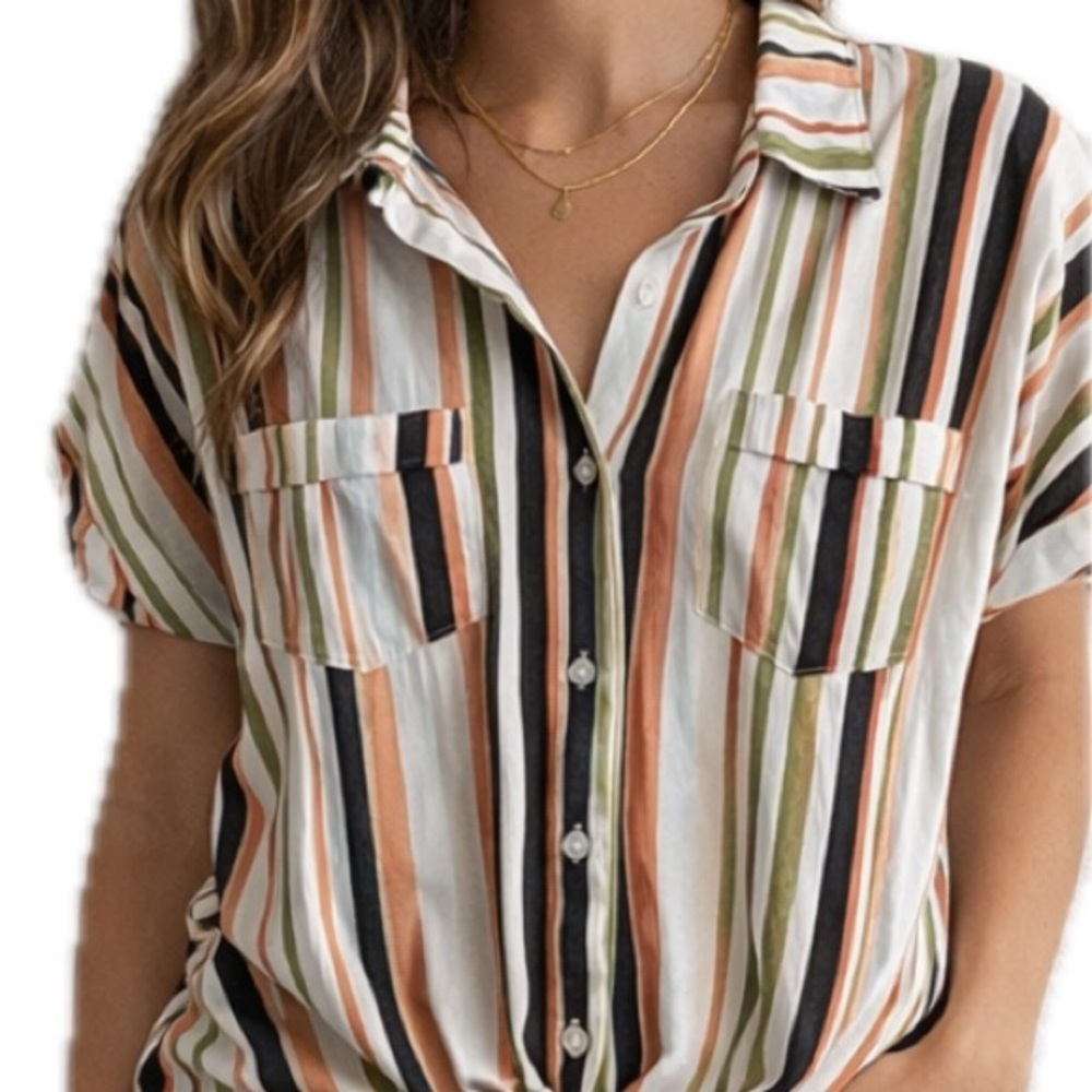 Eden & Olivia Multicolor Striped Button-Down Shirt